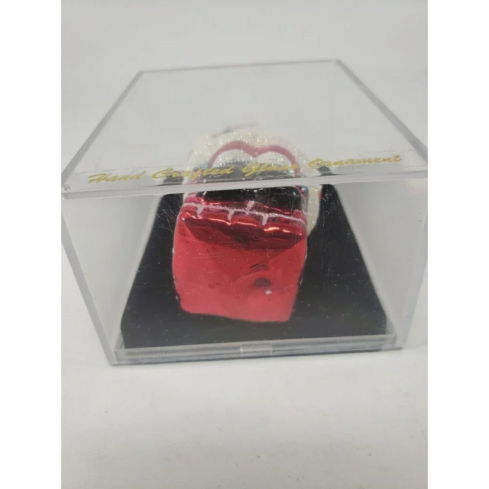 Vintage Glass Santa Ornament 2003 Unique Treasure Hand Made Transparent Box